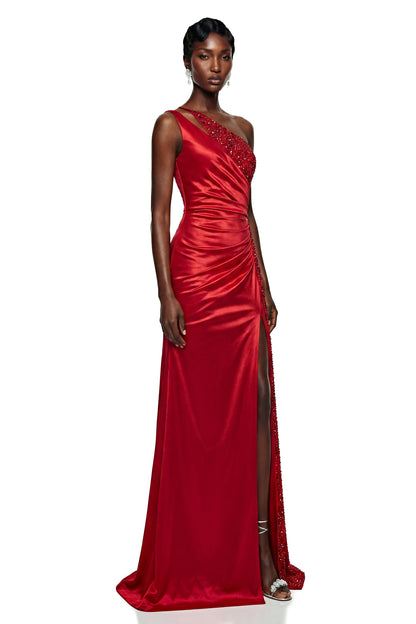 Charlotte Red Sequin One Shoulder Maxi Dress
