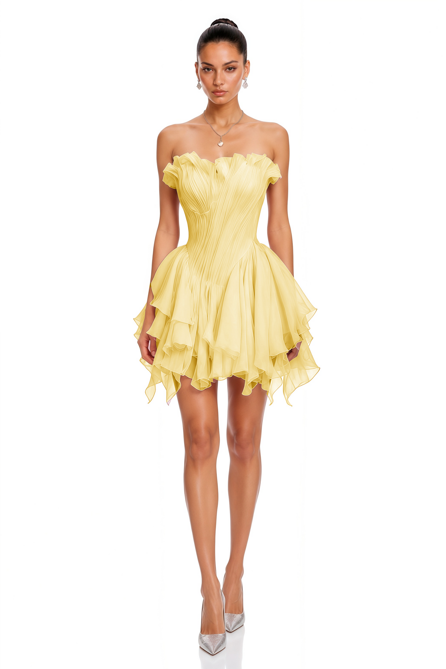 Charlotte Yellow Off Shoulder Ruffled Mini Dress
