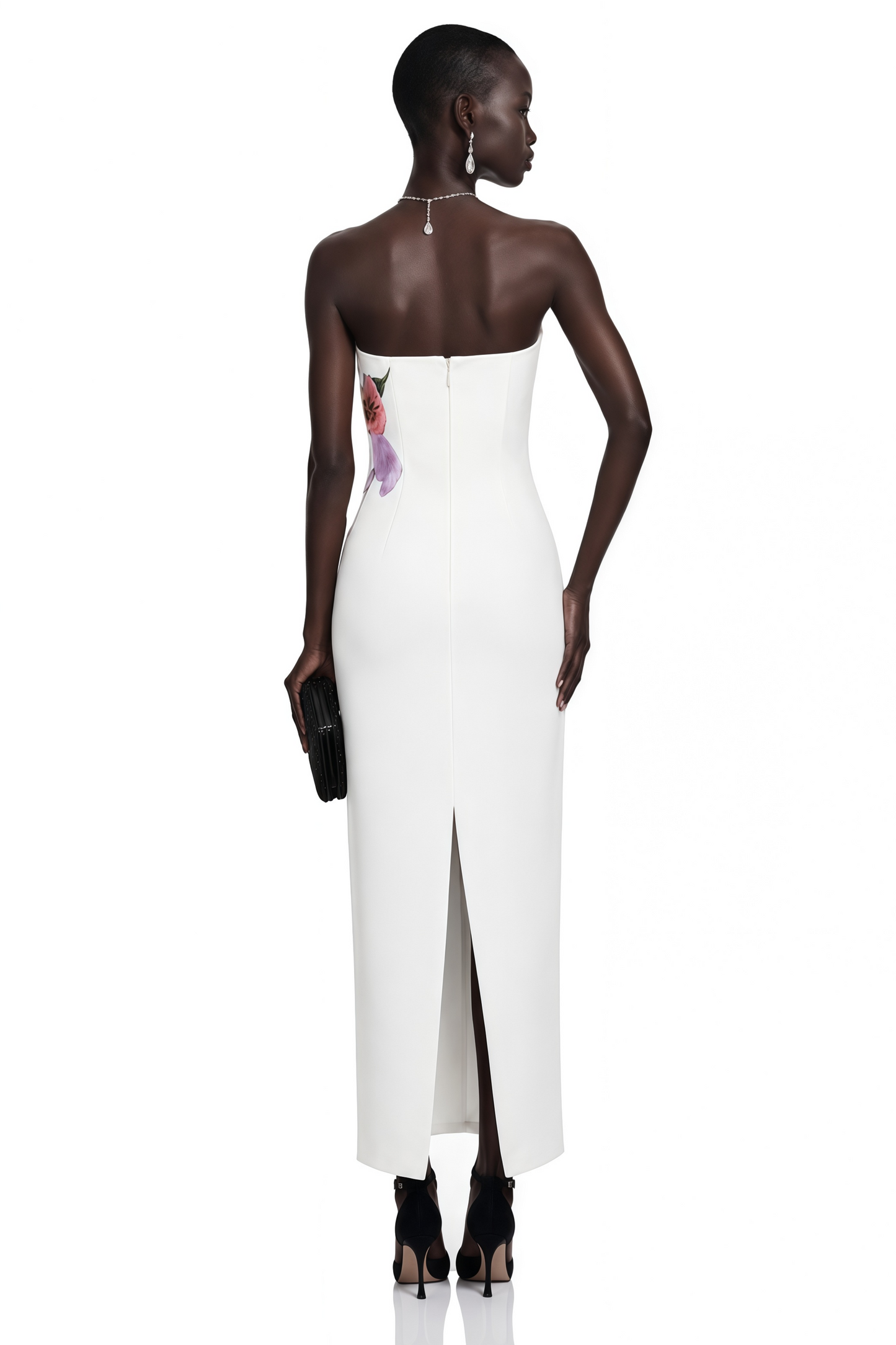 Automne White Floral Embroidered Maxi Dress