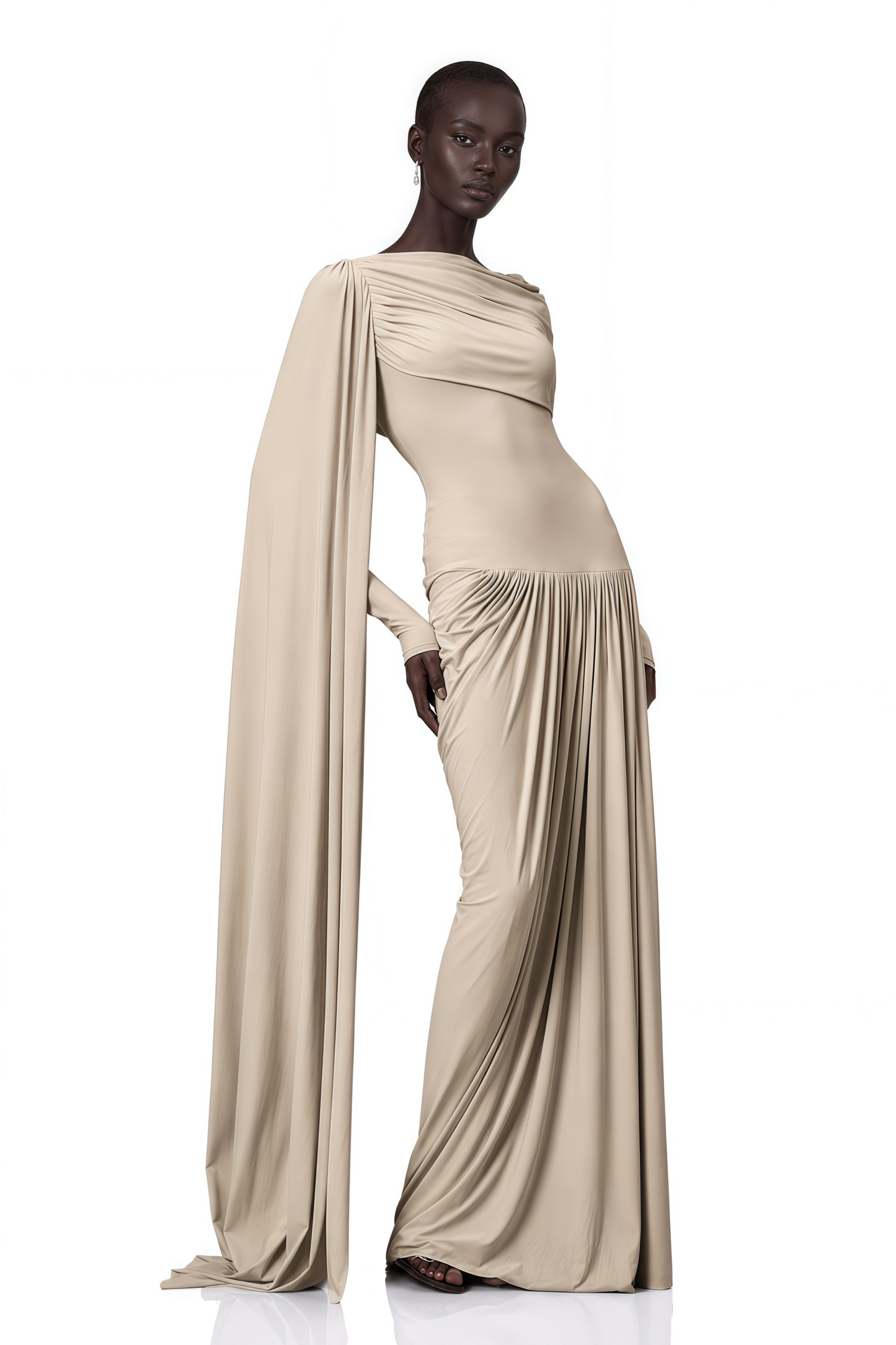 Gaëlle Neutrals Kurdele Tasarımlı Dökümlü Maxi Elbise
