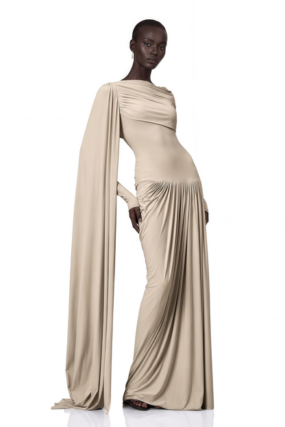 Gaëlle Neutrals Kurdele Tasarımlı Dökümlü Maxi Elbise