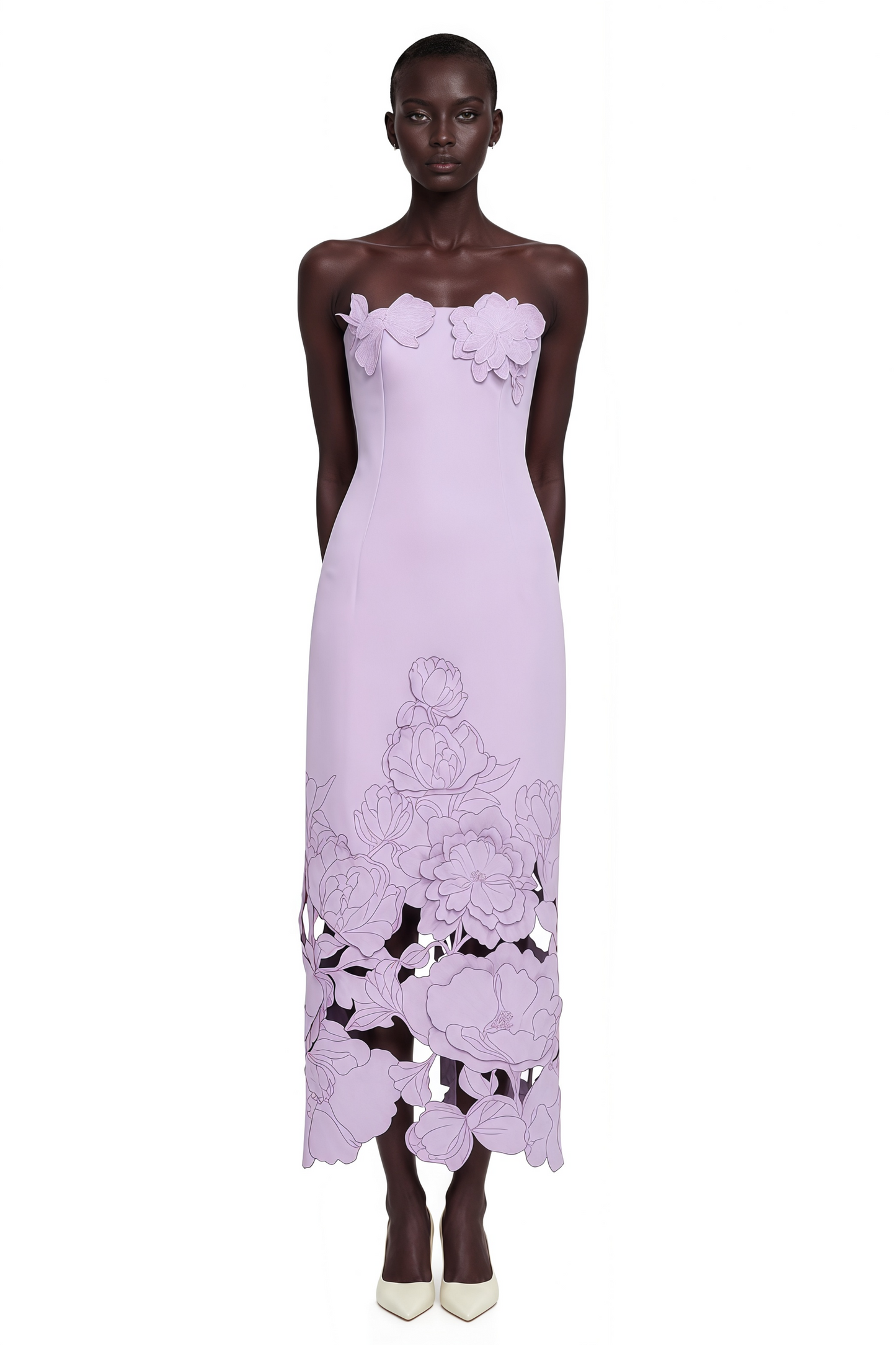 Inga Purple Strapless Floral Embroidered Maxi Dress