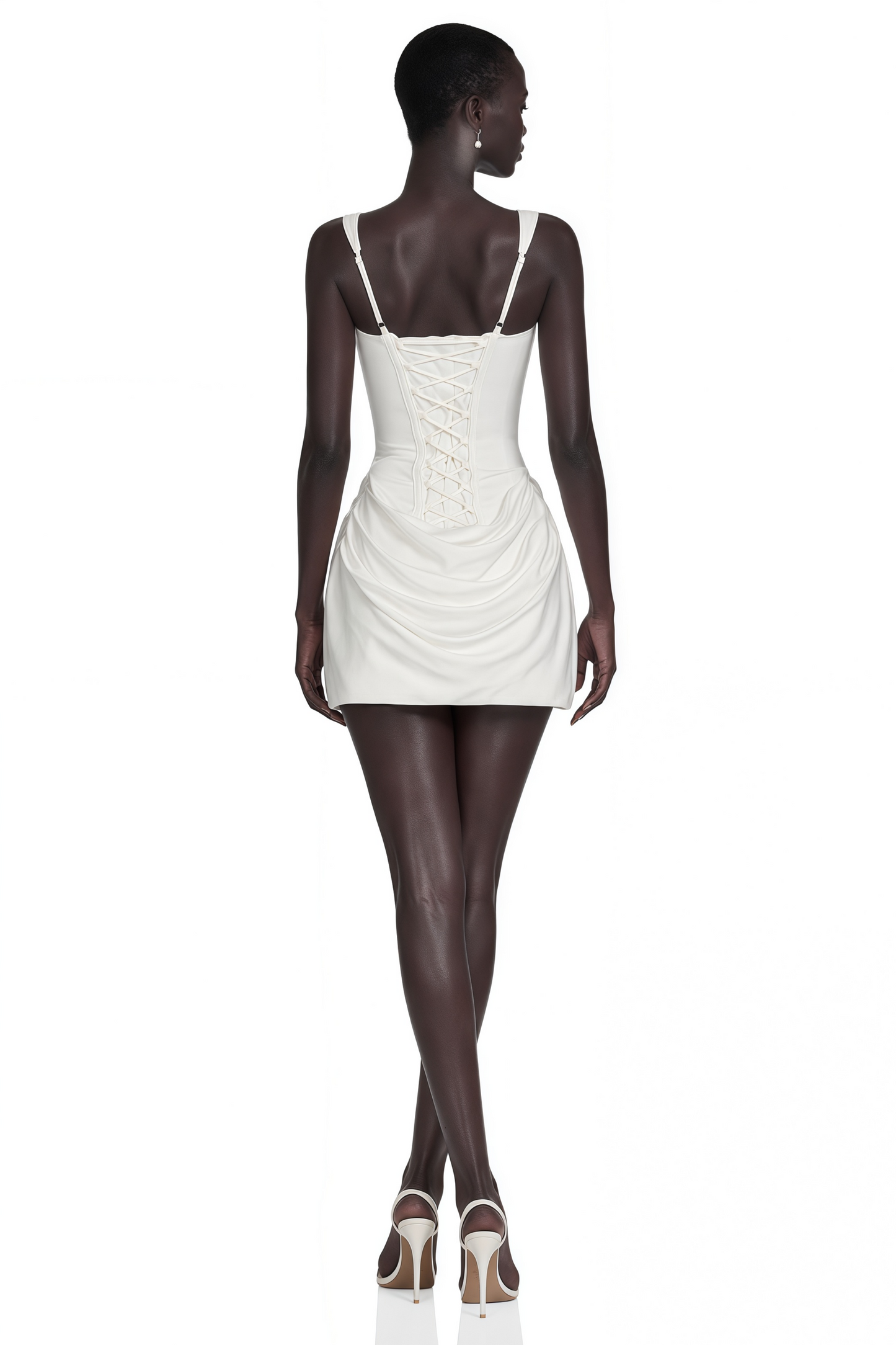 Paulette Beyaz Dantelli Bodycon Mini Elbise