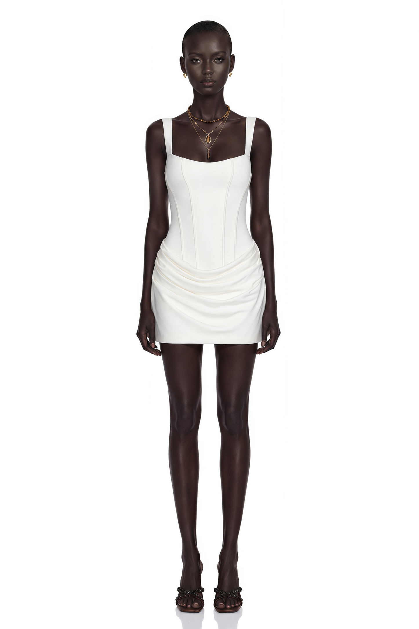 Paulette Beyaz Dantelli Bodycon Mini Elbise