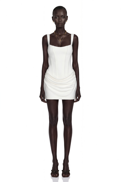 Paulette Beyaz Dantelli Bodycon Mini Elbise