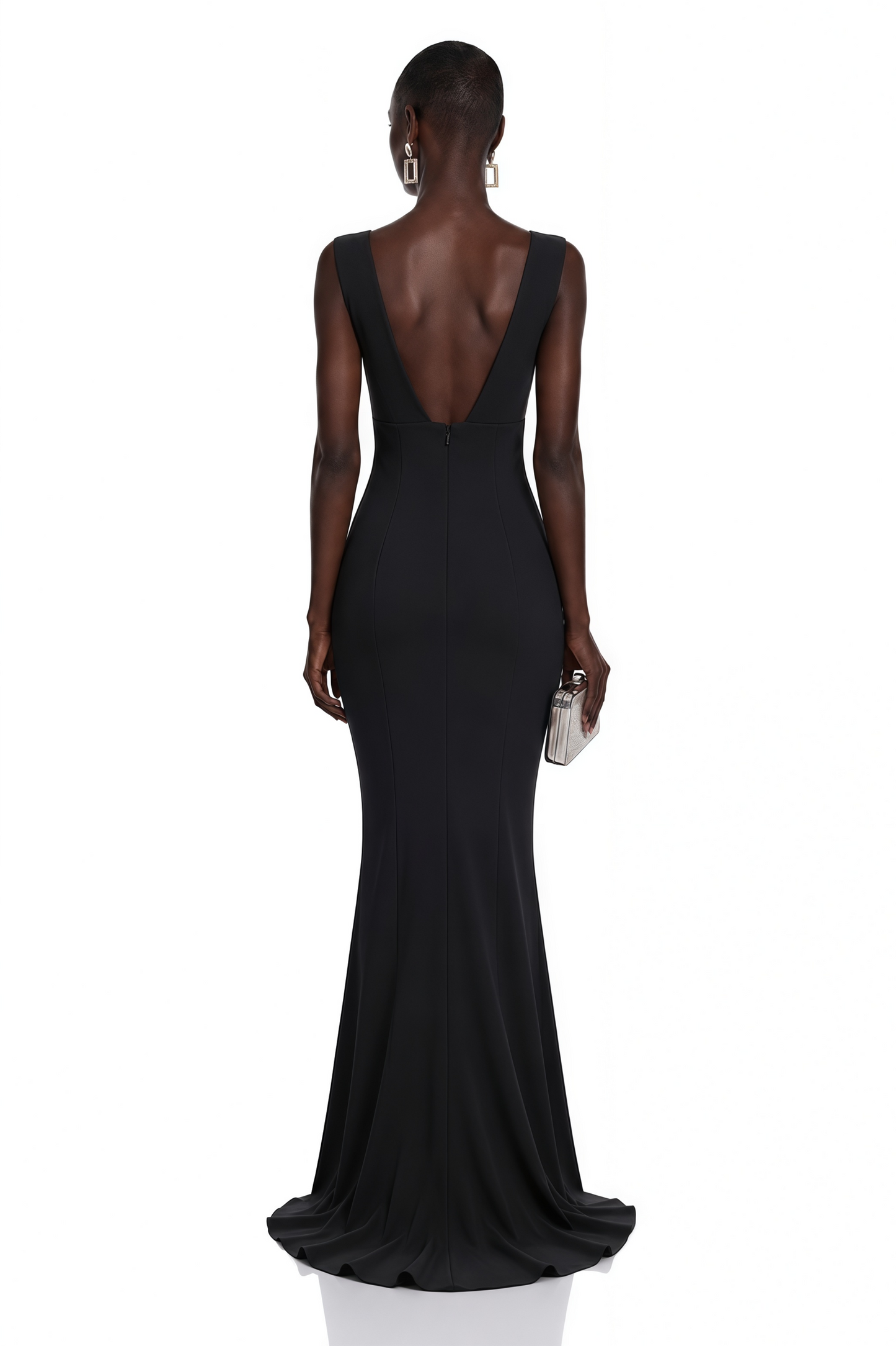 Cherish Siyah U Yaka Dantelli Maxi Elbise