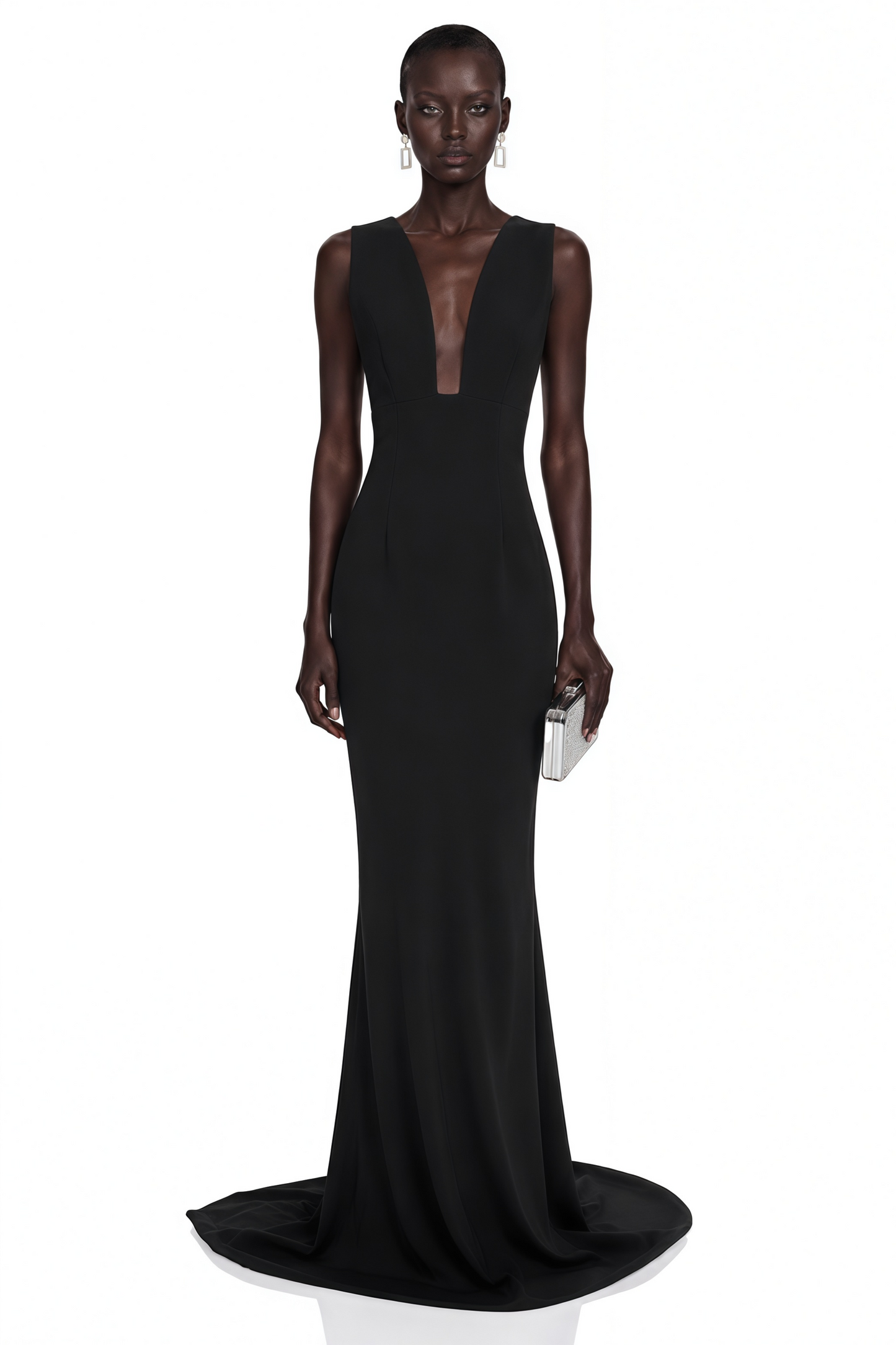 Cherish Siyah U Yaka Dantelli Maxi Elbise