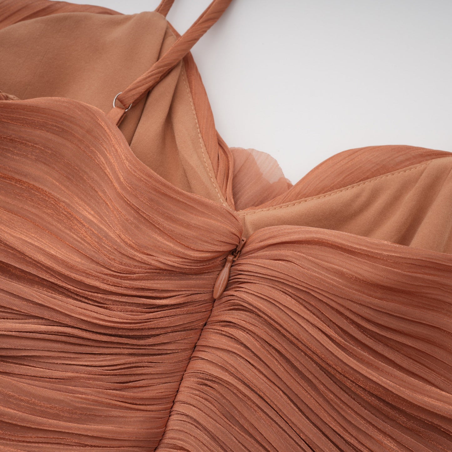 Cíntia Camel Ruched Maxi Dress with 3D Florals