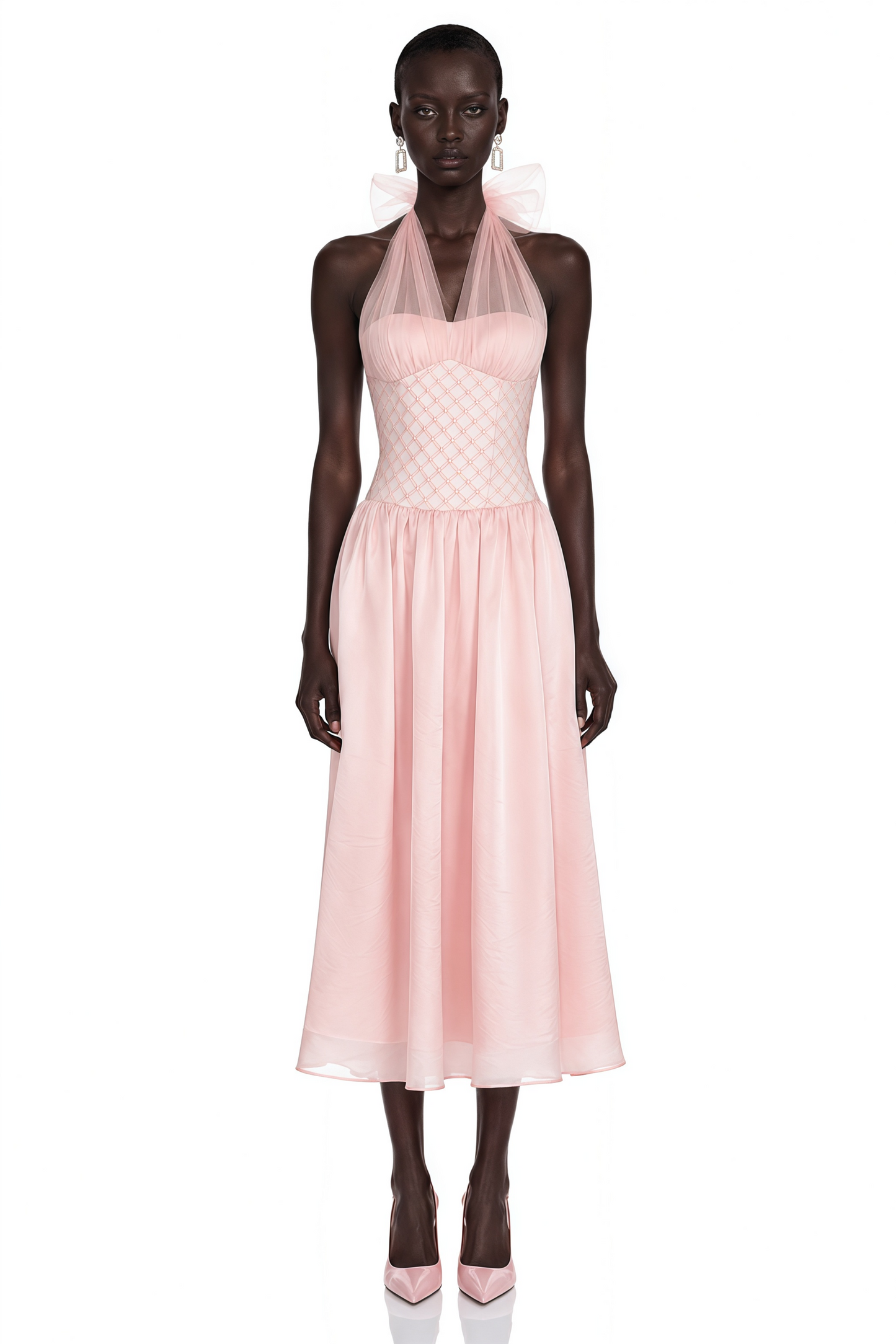 Constantia Pink Halterneck Sequin Midi Dress
