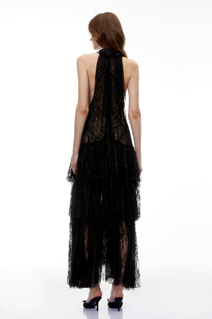 Coralie Black Floral Lace Maxi Dress