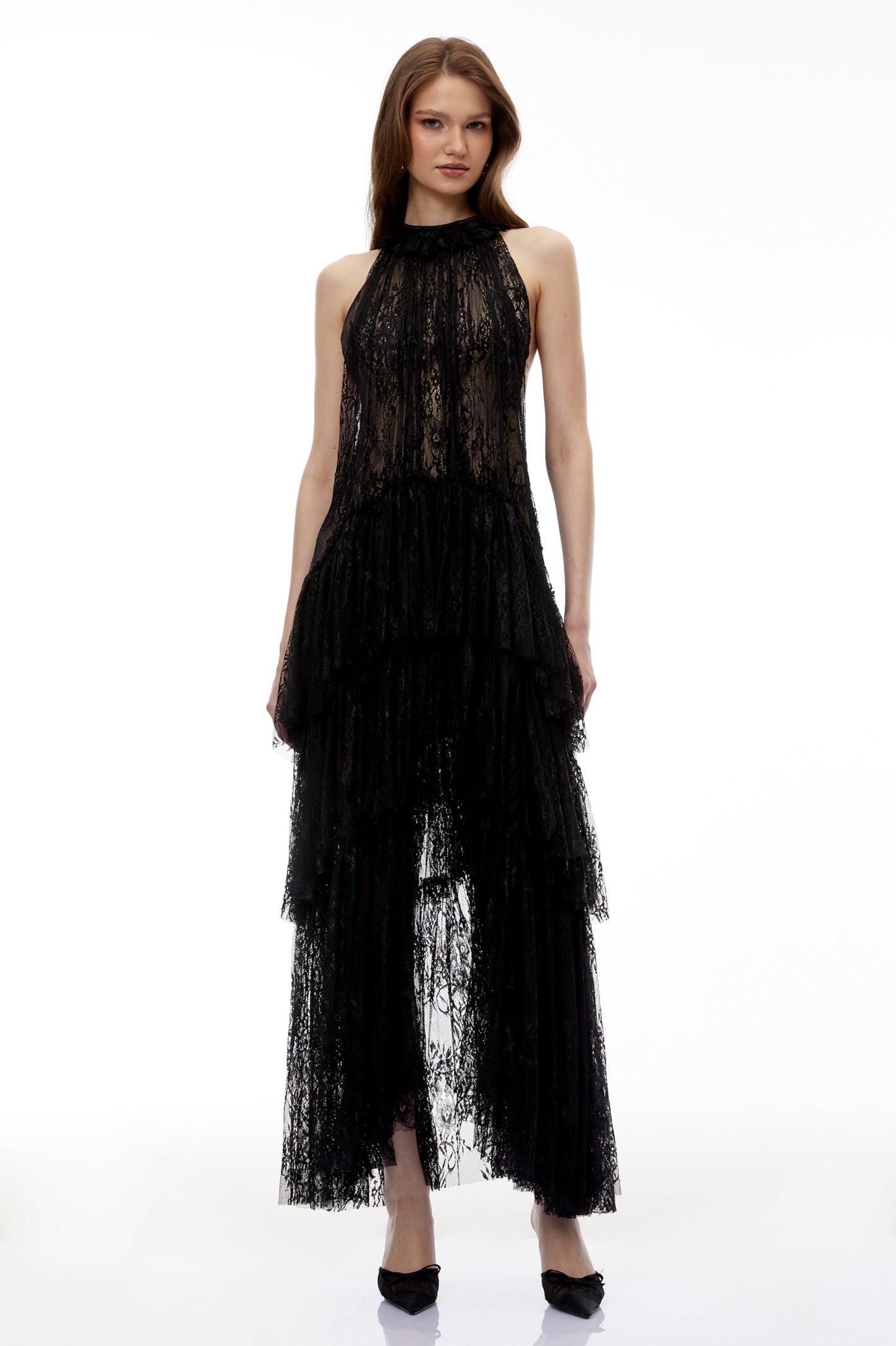 Coralie Black Floral Lace Maxi Dress