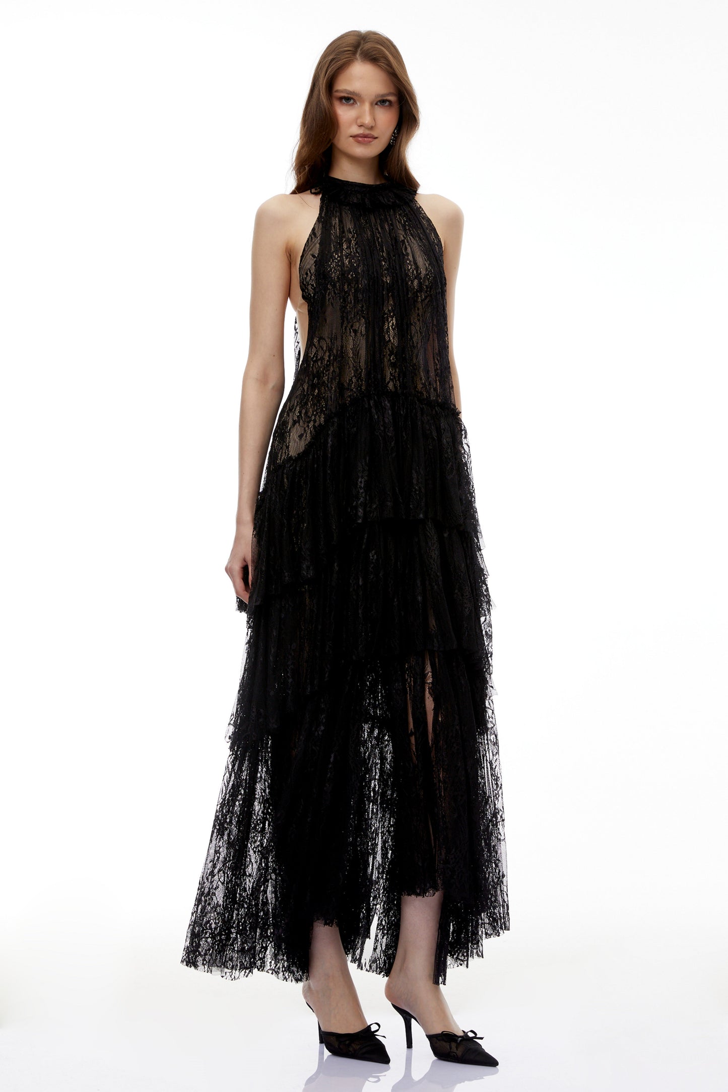 Coralie Black Floral Lace Maxi Dress