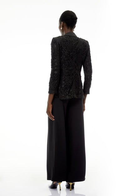 Cosima Black Floral Blazer with Lapel Collar