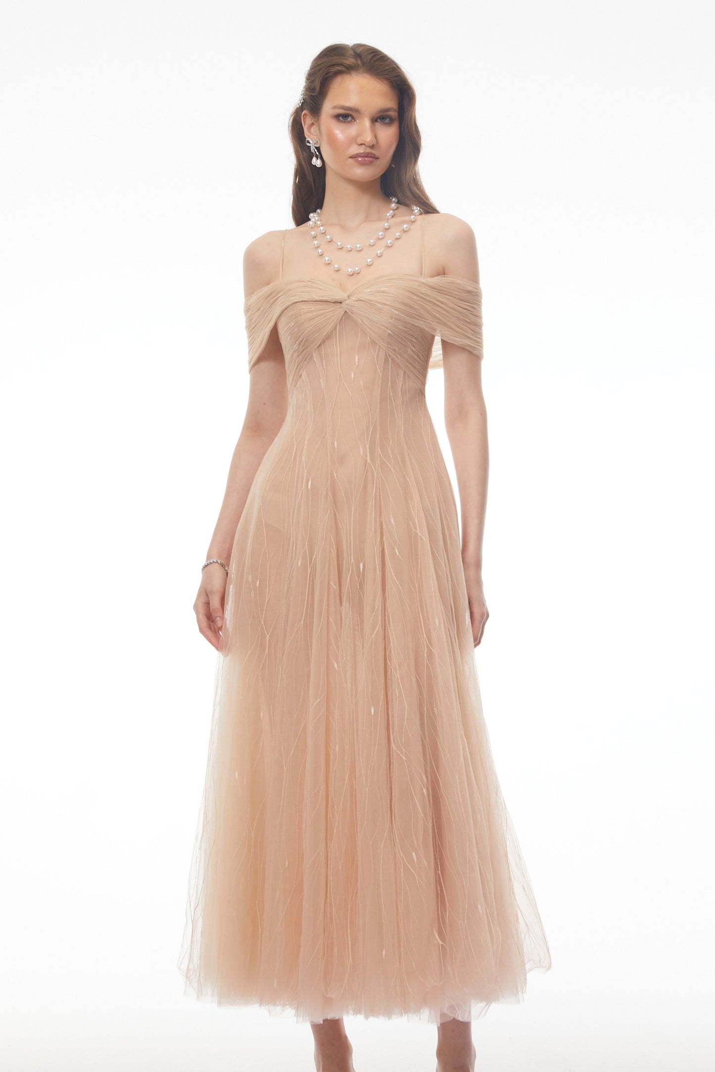 Costanza Pink Sweetheart Ruched Maxi Dress