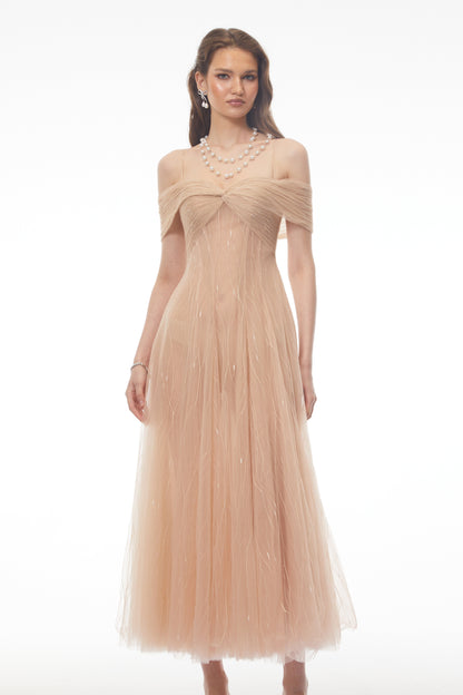Costanza Pink Sweetheart Ruched Maxi Dress
