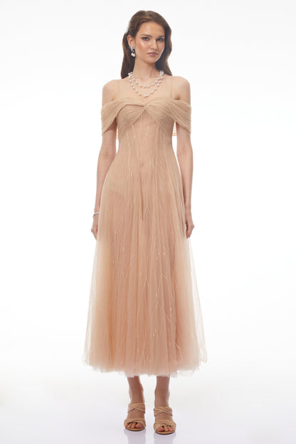 Costanza Pink Sweetheart Ruched Maxi Dress