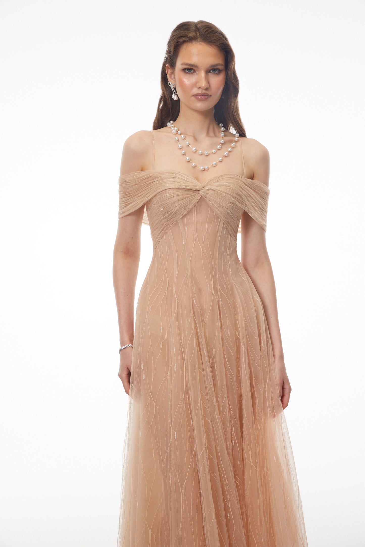 Costanza Pink Sweetheart Ruched Maxi Dress