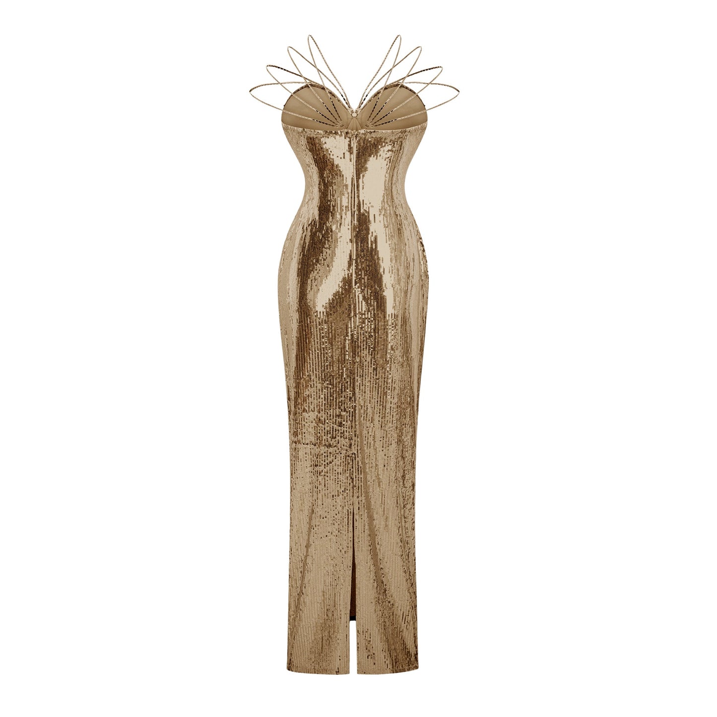 Cressida Gold Sparkly Embellished Maxi Dress