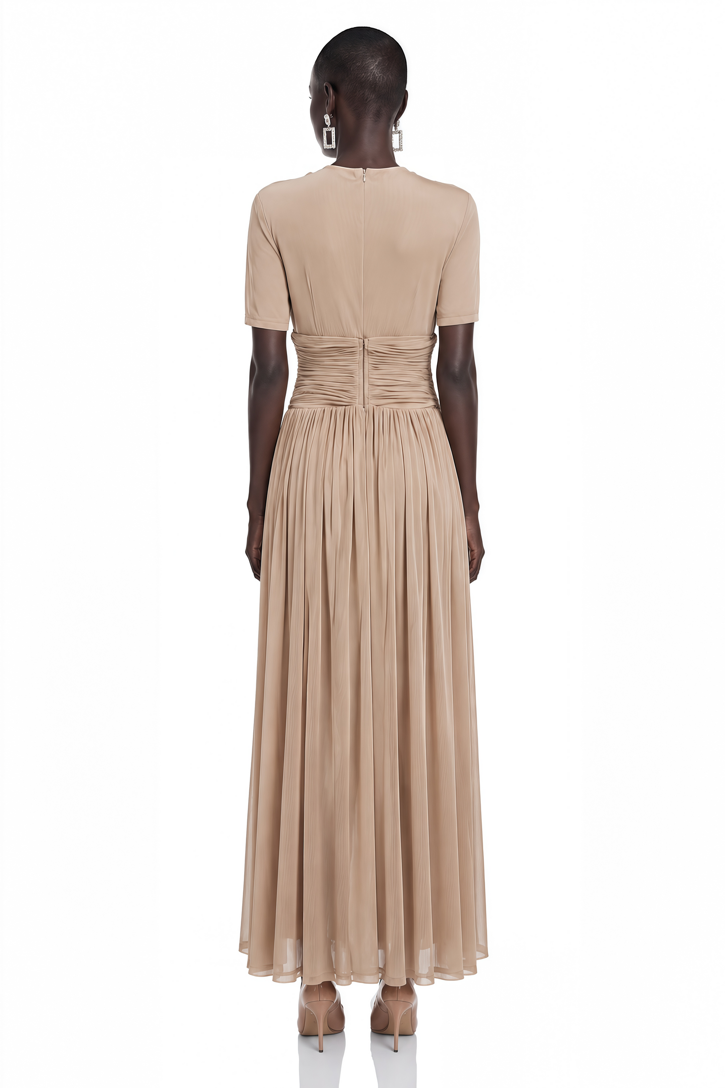 Cyrielle Light Khaki Chiffon Wrap Maxi Dress