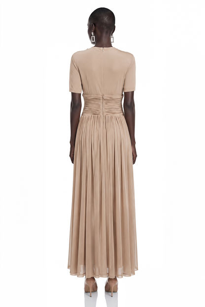 Cyrielle Light Khaki Chiffon Wrap Maxi Dress