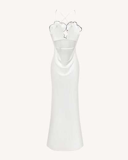 Orkide Nakışlı Elbise - White/Black