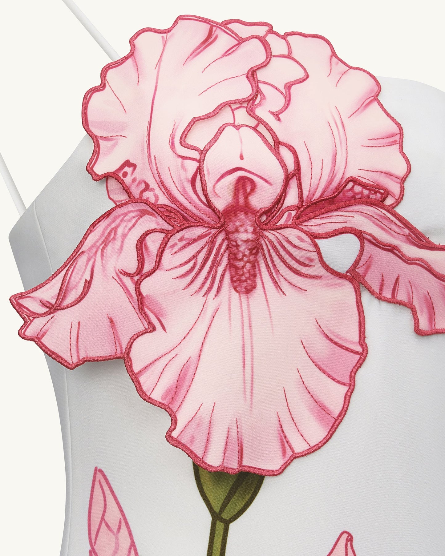 Iris Aplikeli Mini Elbise - Beyaz