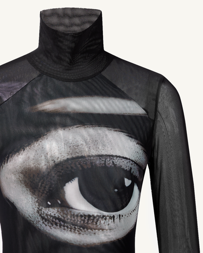 Sophia Eye Desenli File Elbise - Black/White