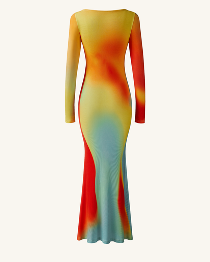 Lily Illusion Desenli Elbise - Çok Renkli