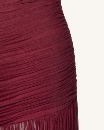 Mia Pilili File Elbise - Bordo