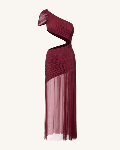 Mia Pilili File Elbise - Bordo