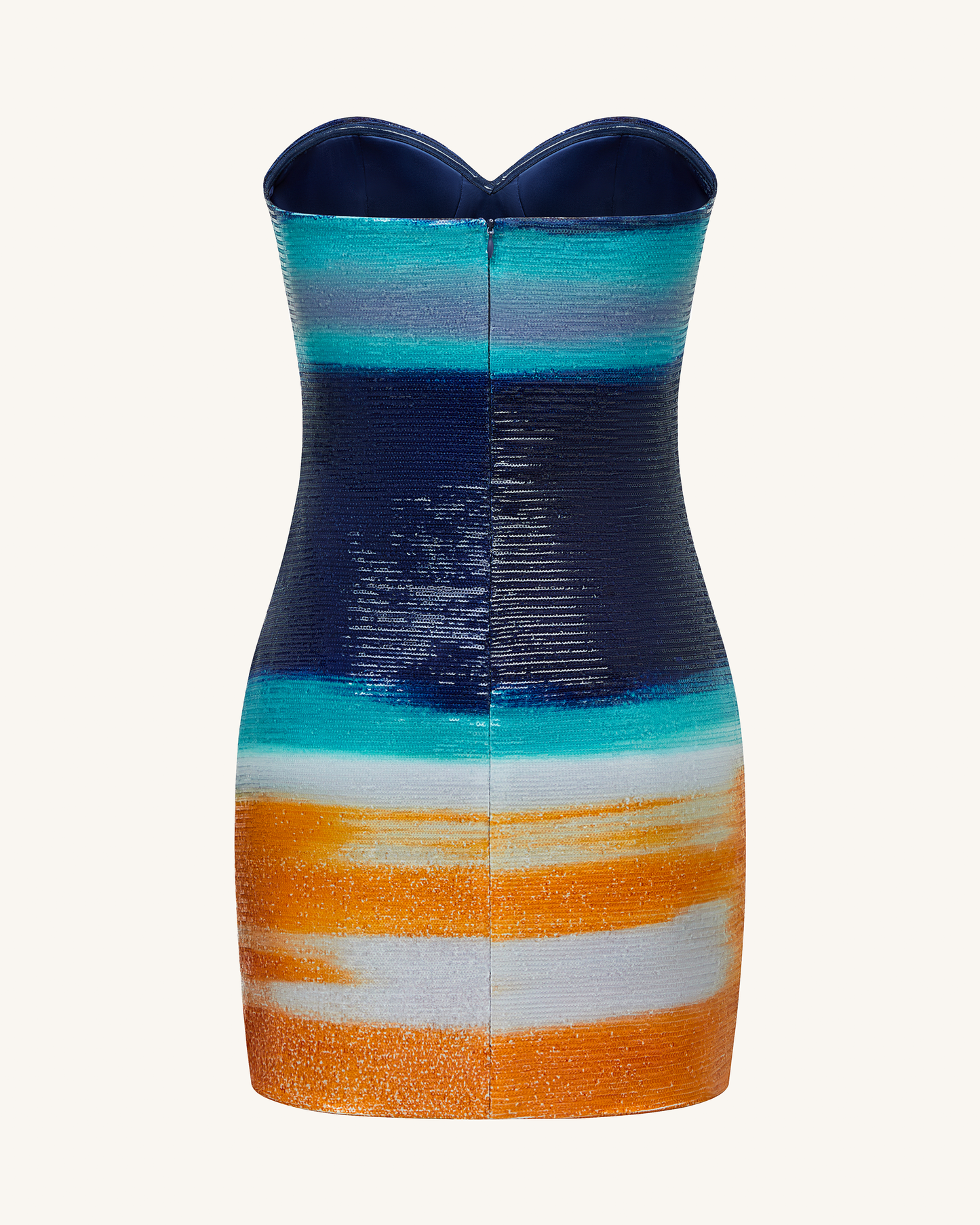 Olivia Metalik Kalp Desenli Payetli Elbise - Blue/Orange
