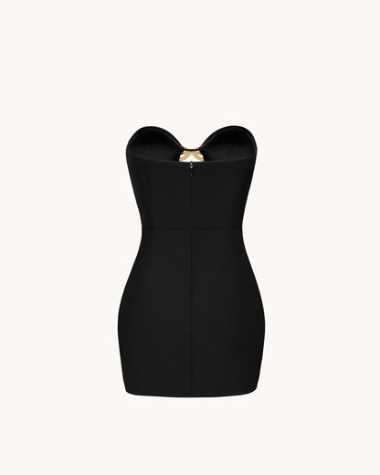Samantha Kesik Detaylı Mini Elbise - Siyah