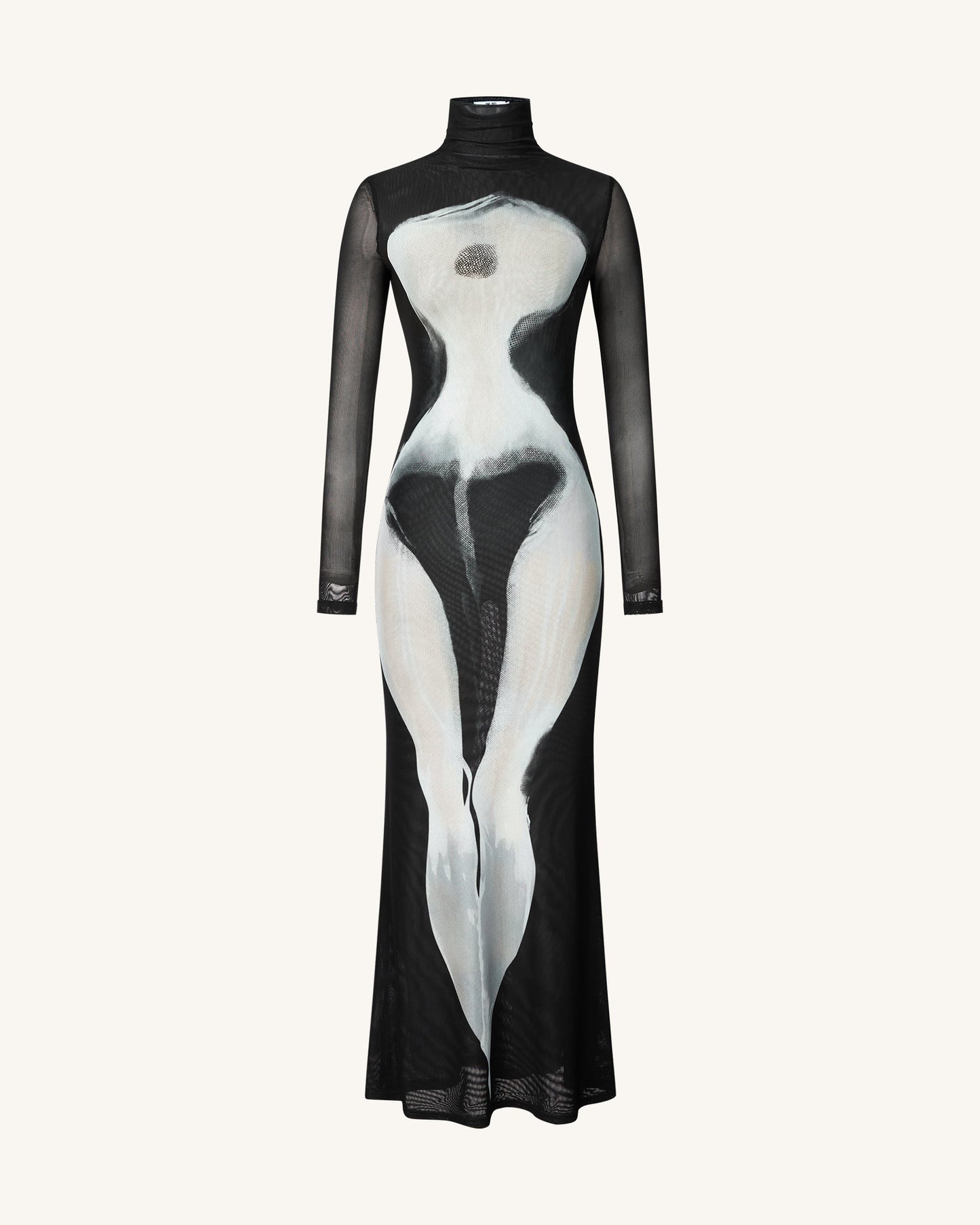 Eva Body Desenli File Elbise - Siyah ve Beyaz