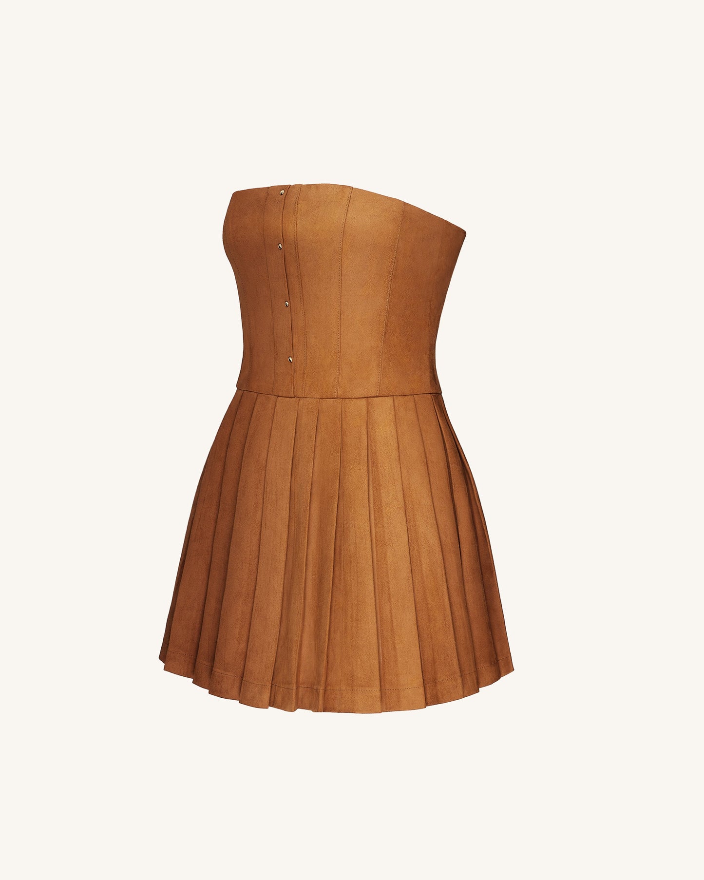 Ellie Pilili Kadife Elbise - Caramel