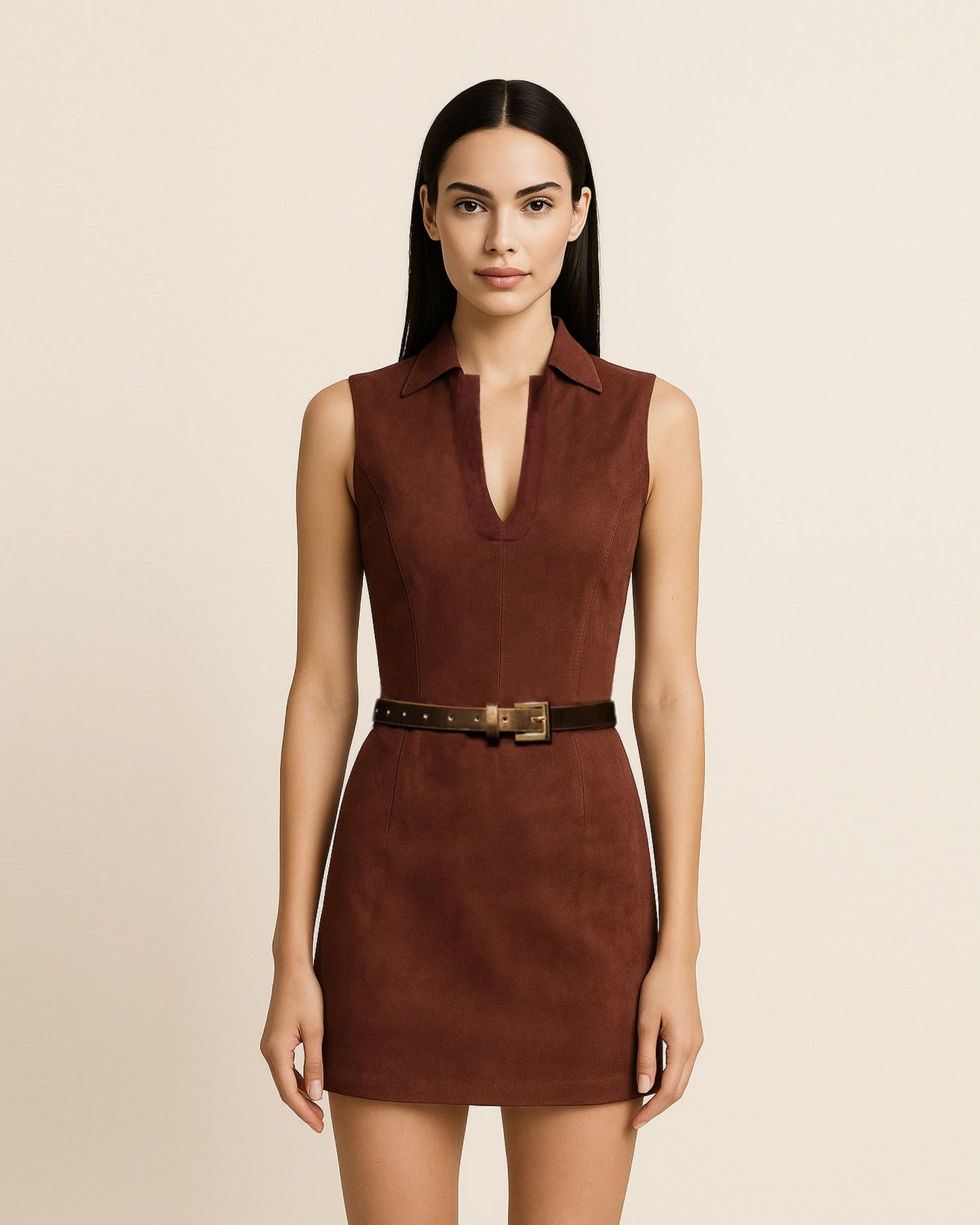 Ariana Kolsuz Suedes Mini Elbise - Bordo
