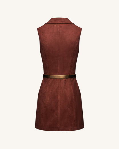 Ariana Kolsuz Suedes Mini Elbise - Bordo