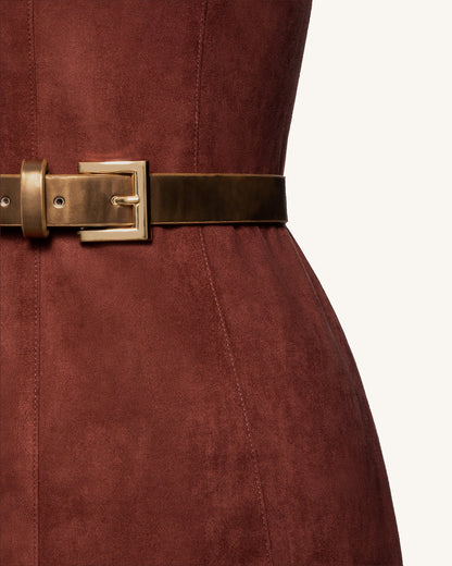 Ariana Kolsuz Suedes Mini Elbise - Bordo