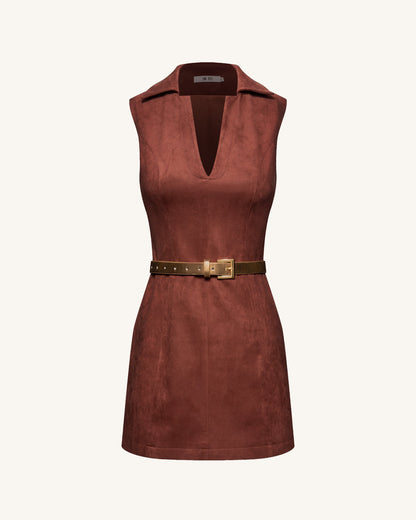Ariana Kolsuz Suedes Mini Elbise - Bordo
