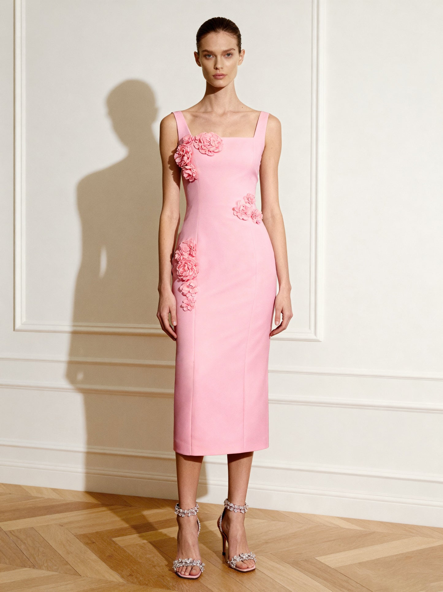 Garden Grace Kalem Elbise Kesim Elbise - Pembe