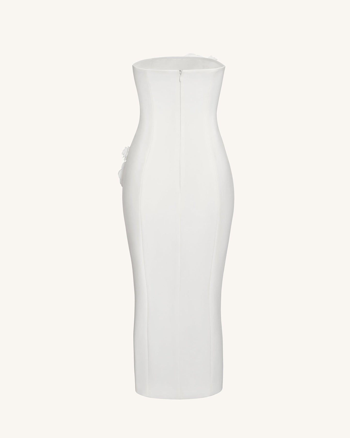 Petal Perfection Kokteyl Elbise - Beyaz