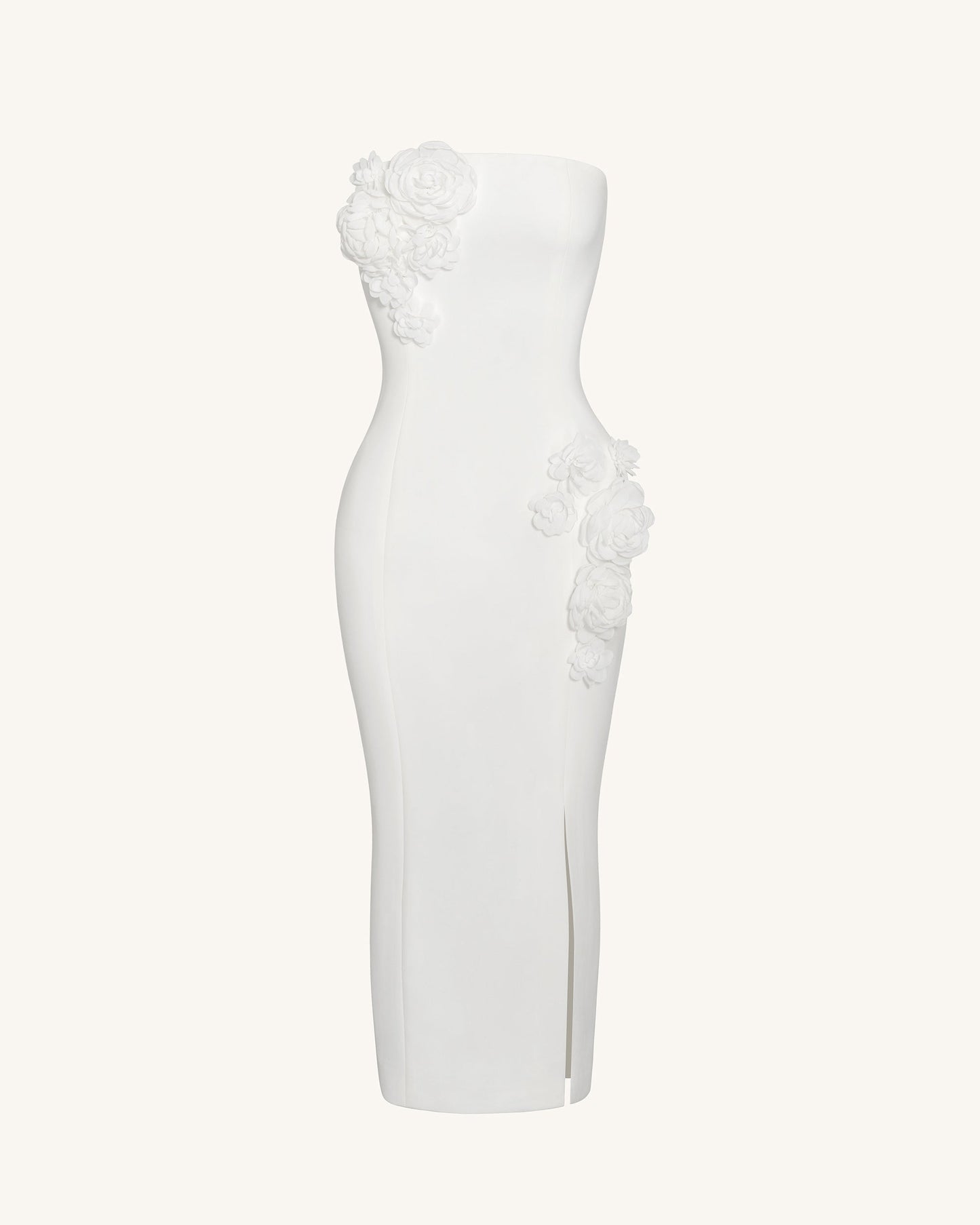 Petal Perfection Kokteyl Elbise - Beyaz