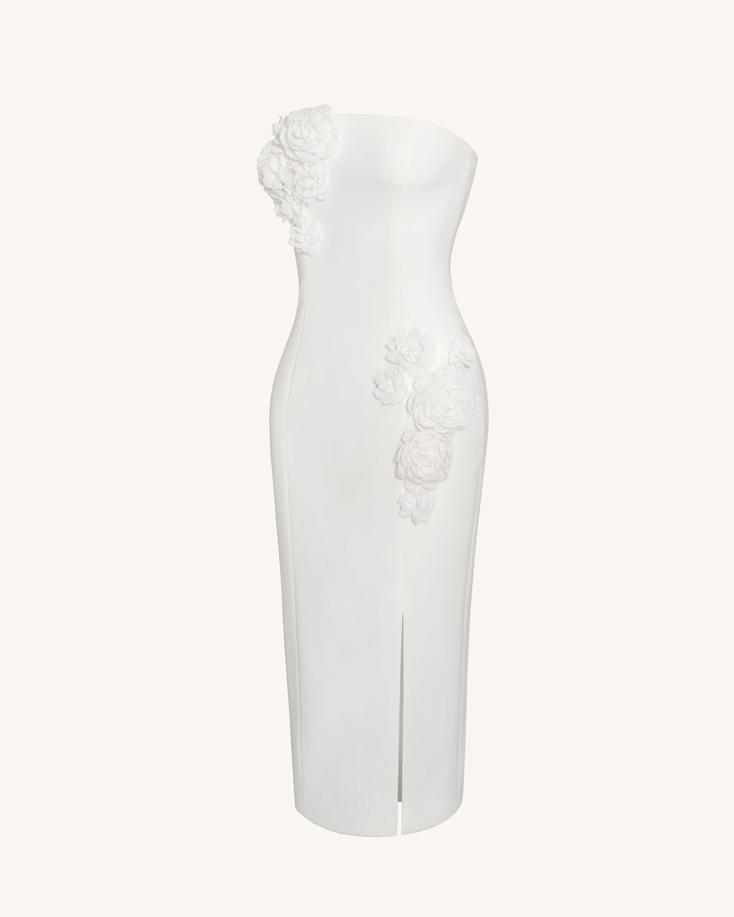 Petal Perfection Kokteyl Elbise - Beyaz