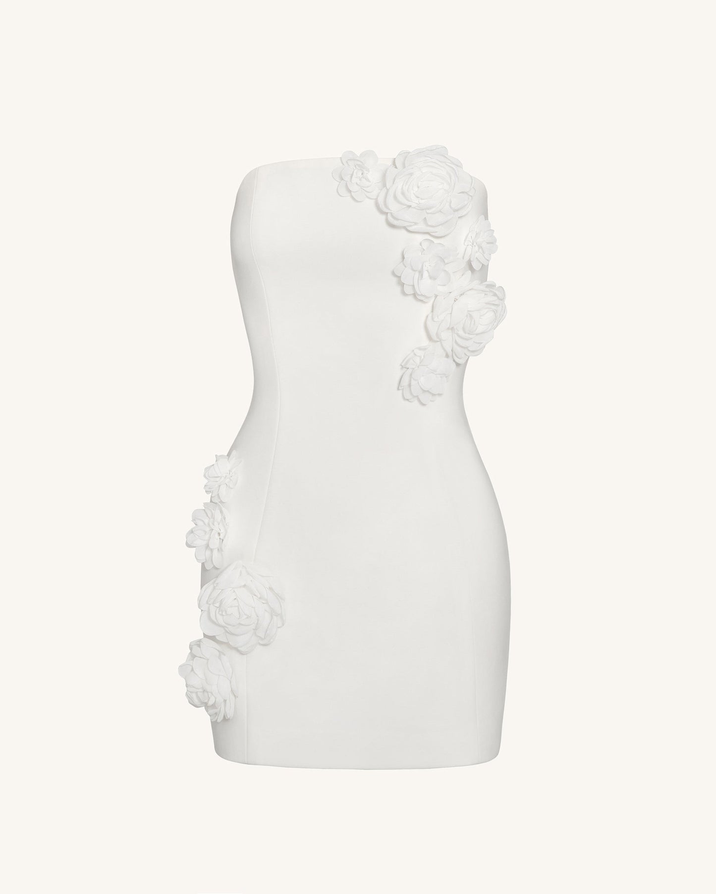 Blossoming Zarafet Straplez (Askısız) Elbise - Beyaz