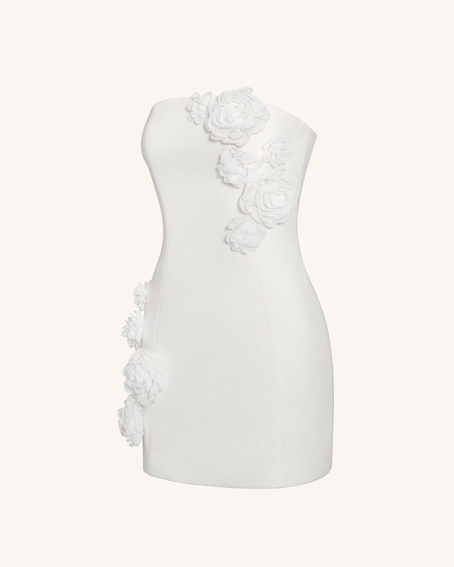 Blossoming Zarafet Straplez (Askısız) Elbise - Beyaz