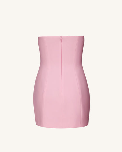 Blossoming Zarafet Straplez (Askısız) Elbise - Pembe