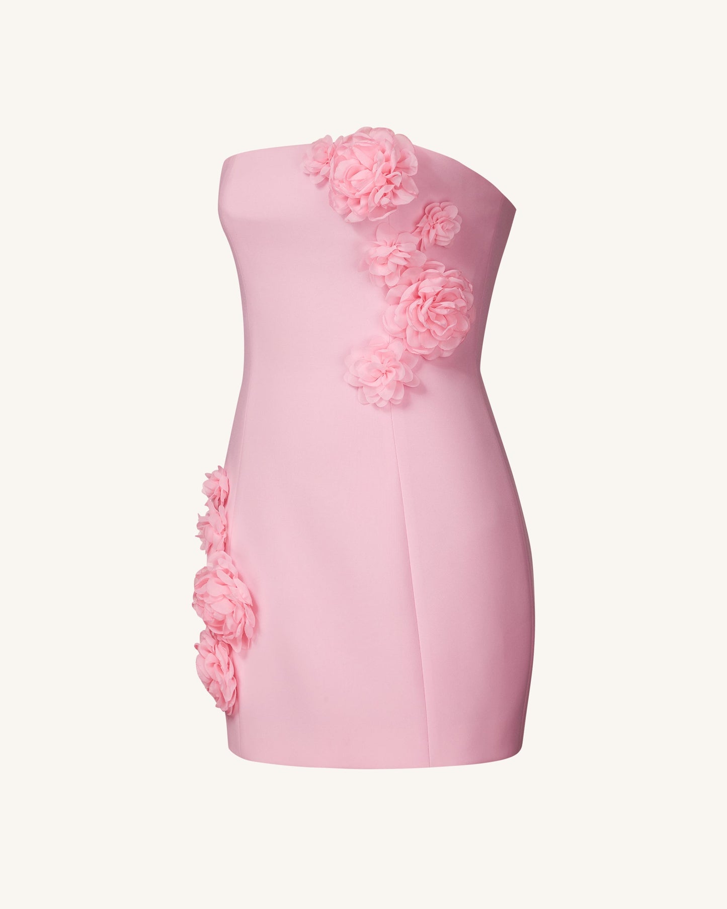 Blossoming Zarafet Straplez (Askısız) Elbise - Pembe