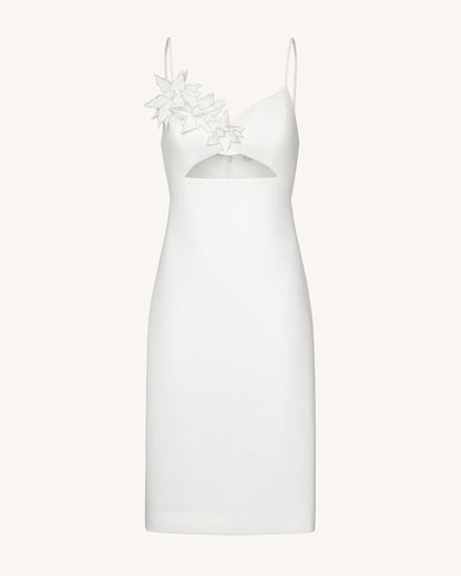 Bloom-Cut Contour Elbise - Beyaz
