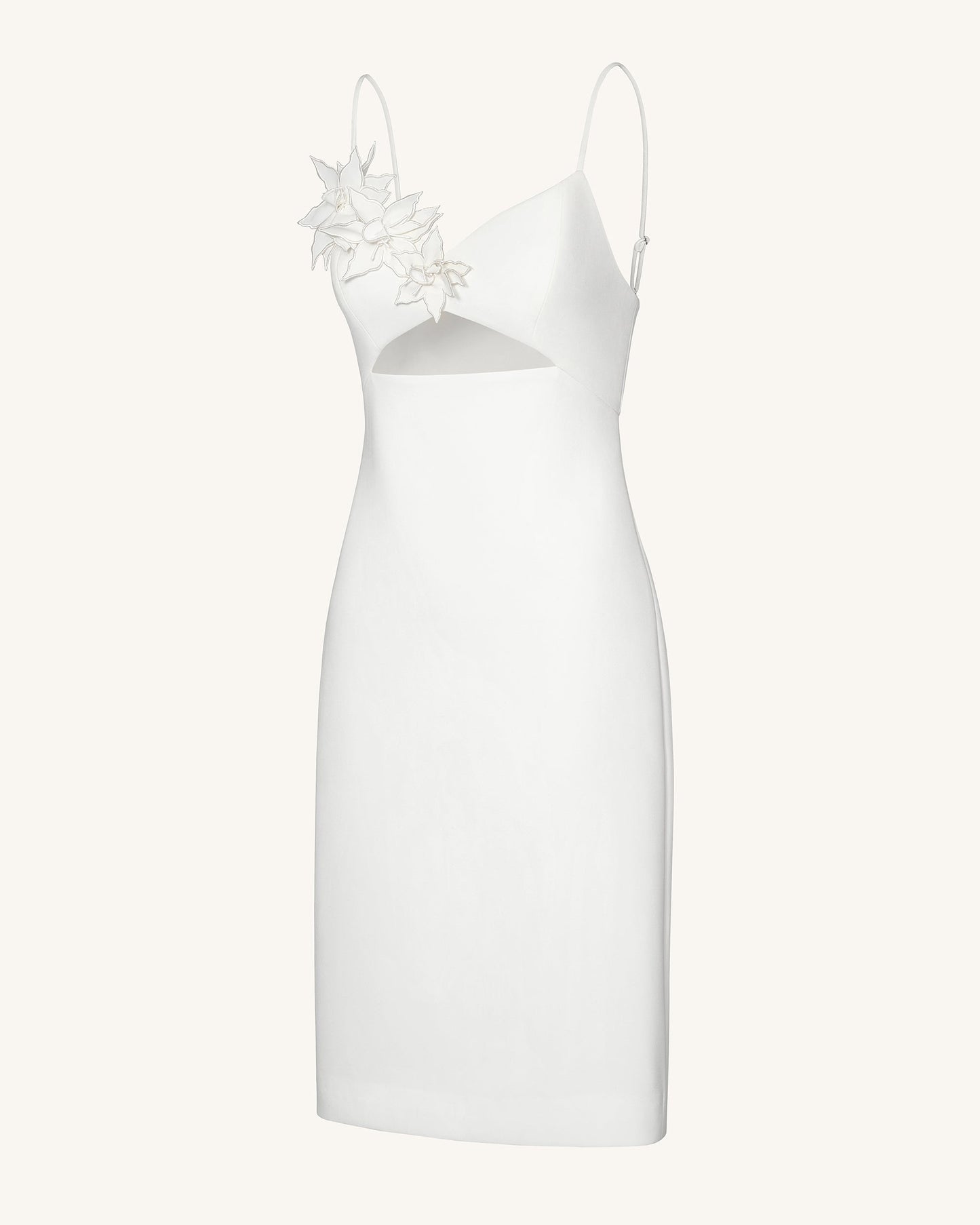 Bloom-Cut Contour Elbise - Beyaz