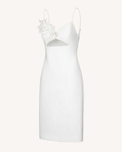 Bloom-Cut Contour Elbise - Beyaz