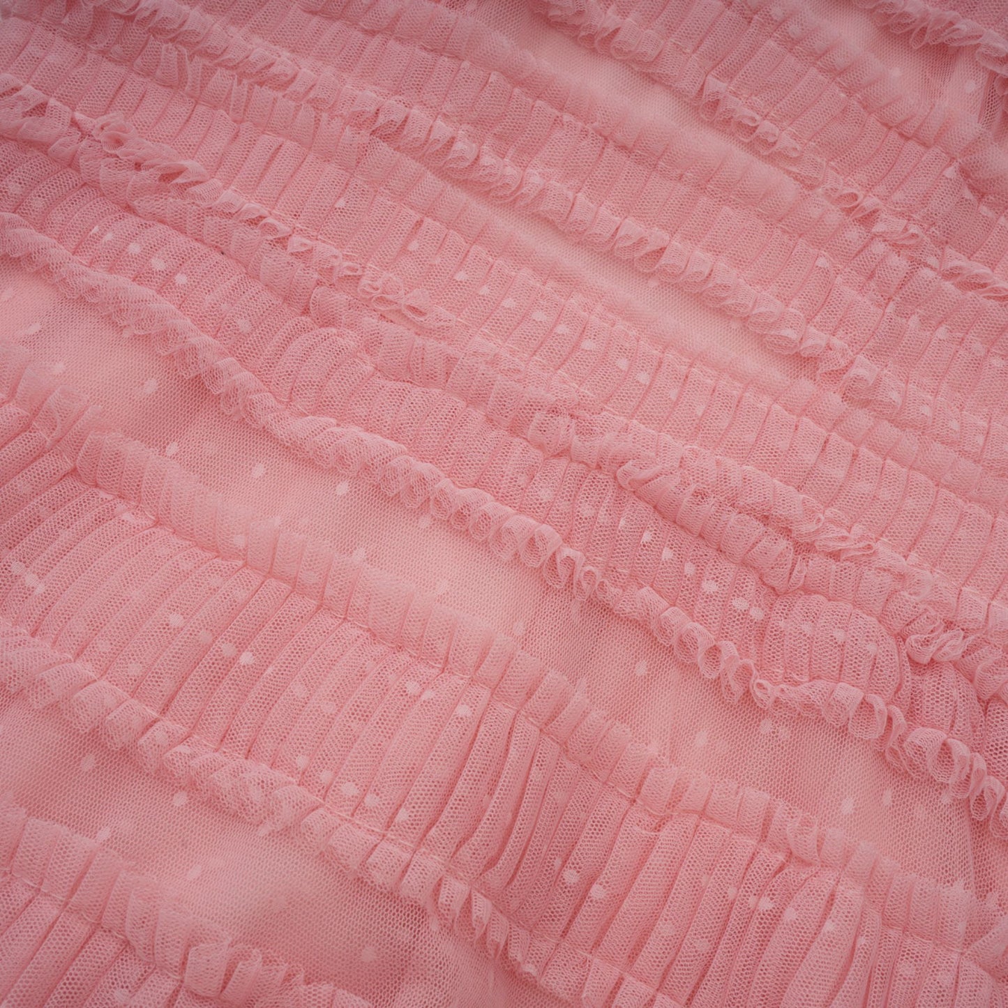 Aimée pink dot-detail ruffled tulle midi dress